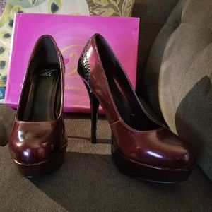 Patent Burgundy office Platform Heels